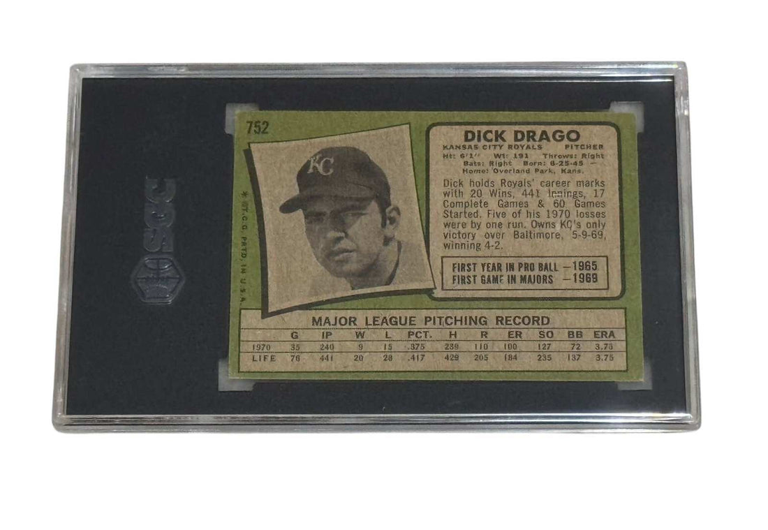 1971 Topps MLB Baseball Dick Drago Royals card 752 SGC authenticated vintage slab