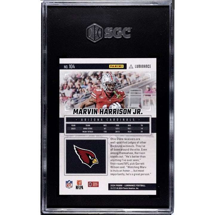 2024 Panini Luminance Marvin Harrison Jr. rookie NFL Cardinals football card graded SGC 10