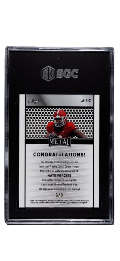 6/8 Nate Frazier RC Auto 2024 Leaf Collective METAL Purple Shimmer UGA SGC 9.5
