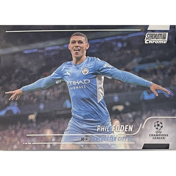 2021-22 - Topps Stadium Club - Chrome UEFA Phil Foden Soccer Blue Prism Card #47