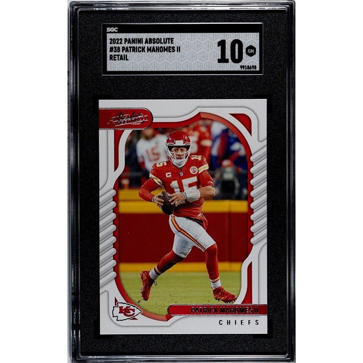 Patrick Mahomes 2022 Panini Absolute Football card #38 Kansas City Chiefs graded SGC 10