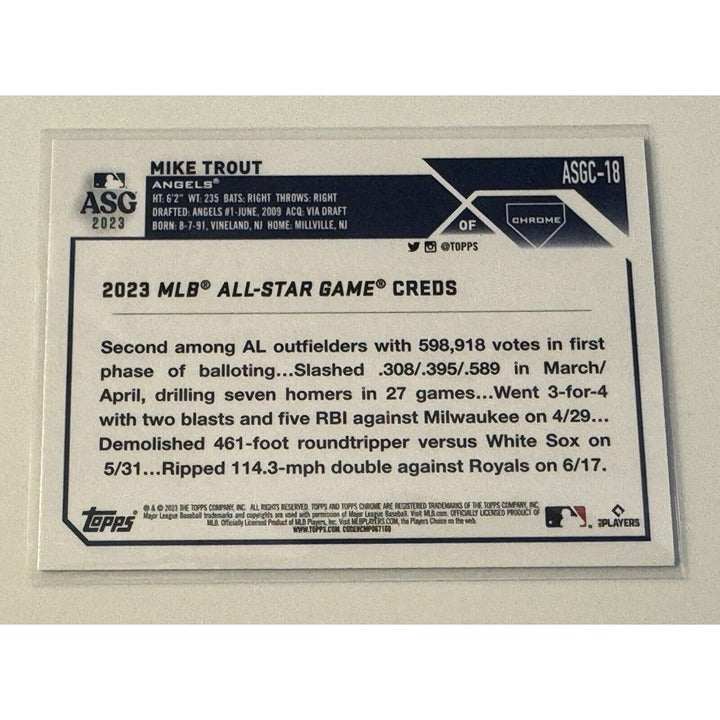 Mike Trout 2023 Topps Chrome All-Star Game Angels Refractor baseball card