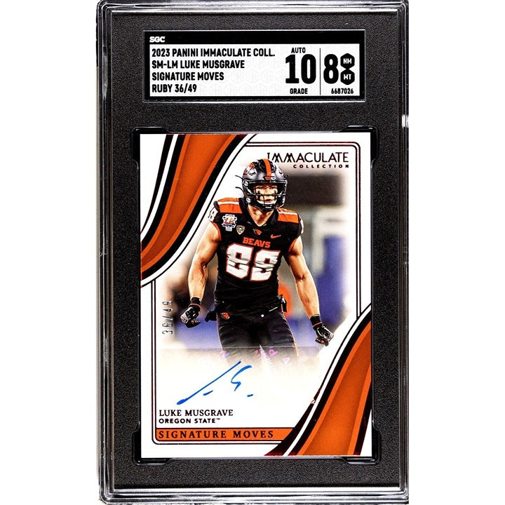2023 Panini Immaculate Luke Musgrave 36/49 RC Auto Rookie OS Bears/Packers SGC 8