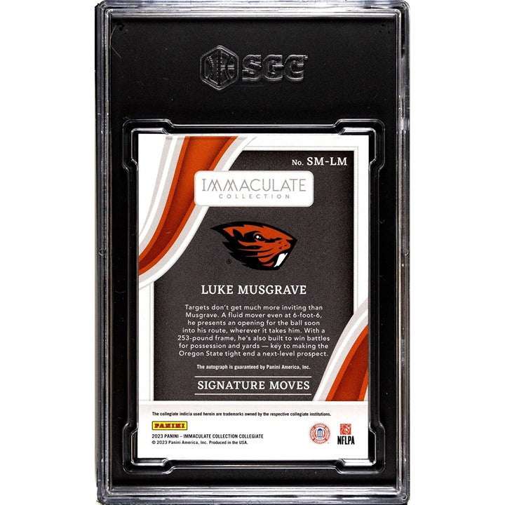 2023 Panini Immaculate Luke Musgrave rookie autograph card graded SGC 8 limited 36/49