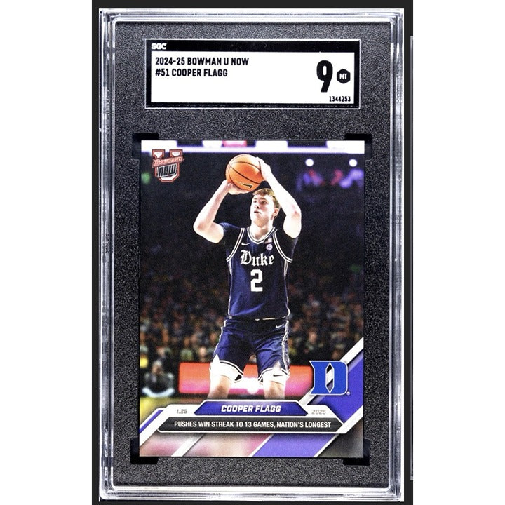 Cooper Flagg RC* 2024-25 Bowman U Now - Pushes Win streak to 13 - Card #51 SGC 9