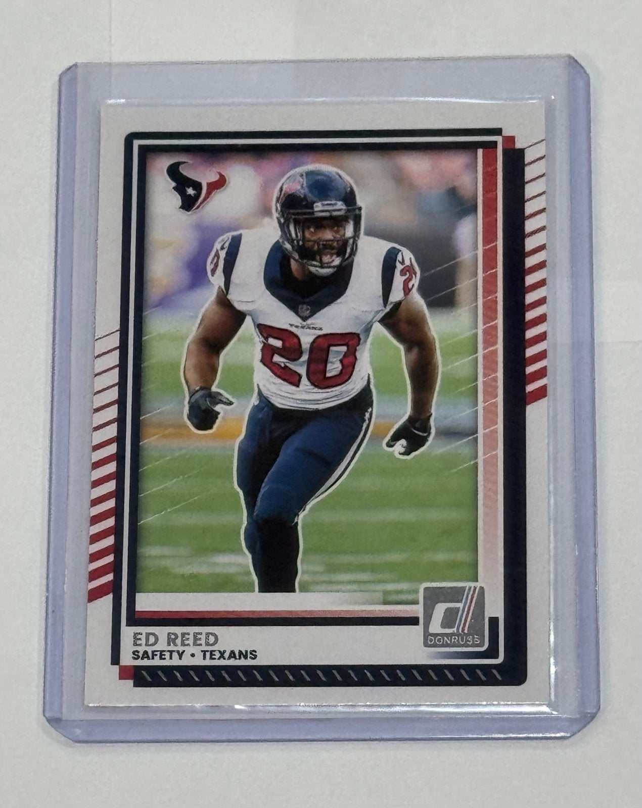 Ed Reed Mint 2025 Panini Donruss NFL Houston Texans football card #176 in protective case