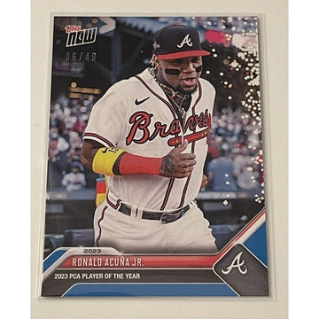 Ronald Acuna JR 2023 Topps NOW PCA Blue #06/49 Braves Player of the Year trading card
