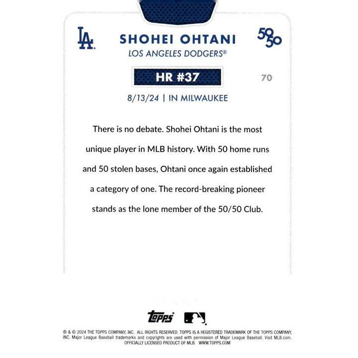 2024 Topps NOW Shohei Ohtani LA Dodgers 50/50 LIMITED EDITION baseball card HR 37