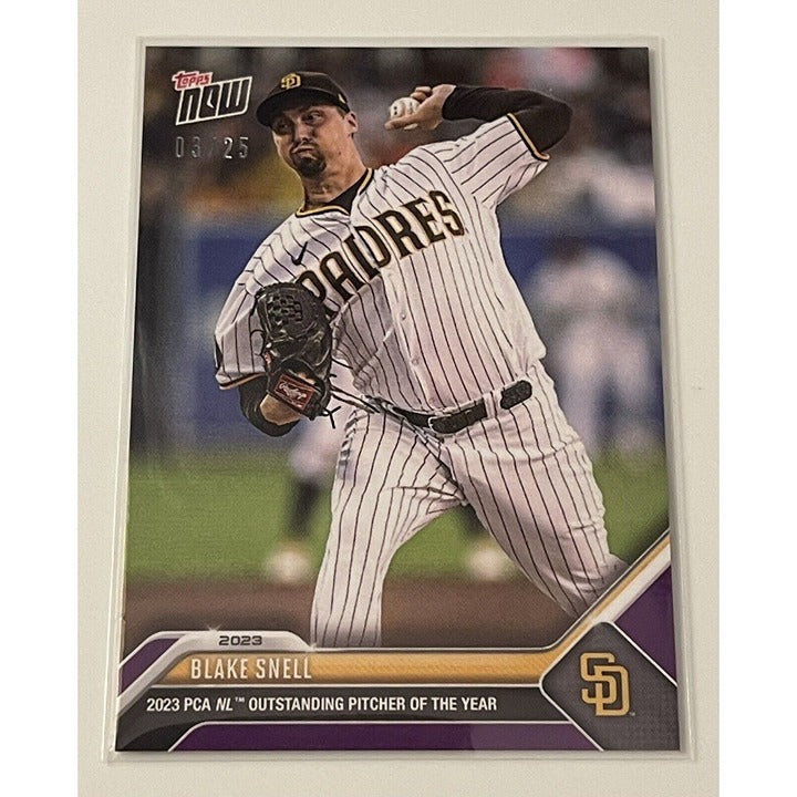 Blake Snell 2023 Topps NOW PCA Blue 03/25 #PCA-8 NL Pitcher of the Year - Padres