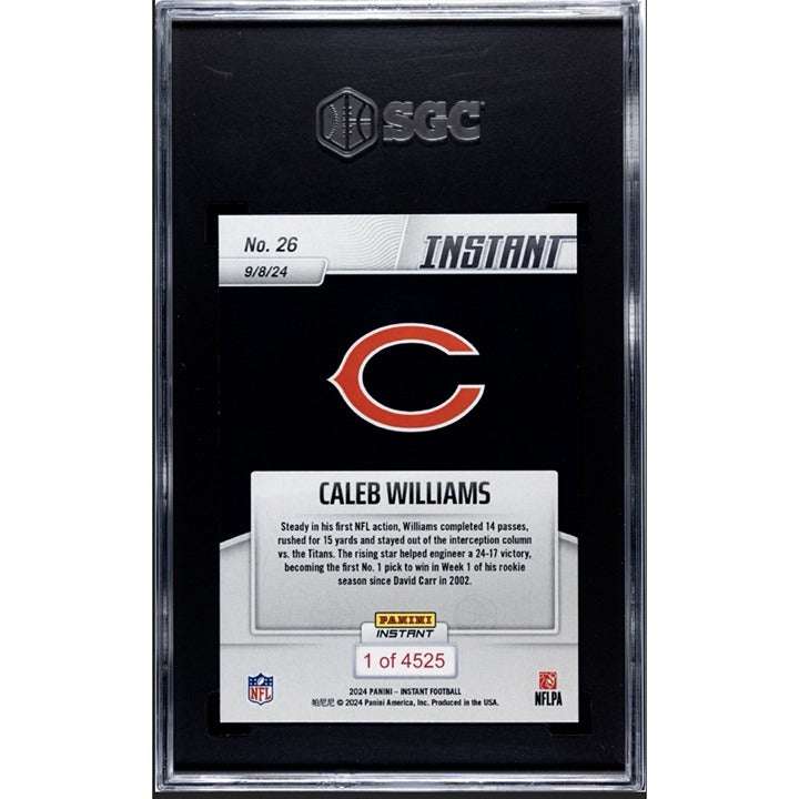 2024 Panini Instant Rookie Card Caleb Williams Chicago Bears SGC 10 graded football card
