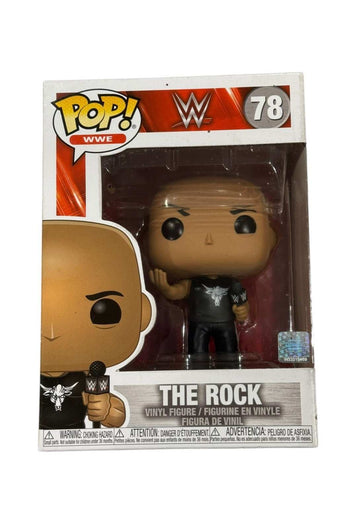 Funko Pop! WWE The Rock vinyl figure #78 with microphone pose and Brahma Bull logo in sealed box