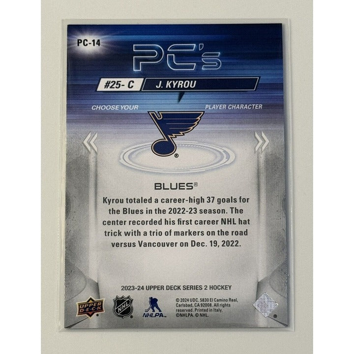 J. Kyrou 2023-24 Upper Deck Hockey Refractor PC #25-C STL Blues collectible card