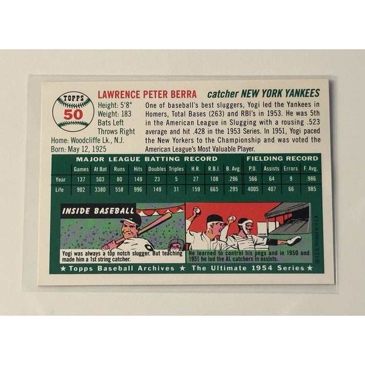 YOGI BERRA Topps YOGI BERRA 1994 Topps Archives 54 REPRINTS - MLB New York Yankees Baseball 50