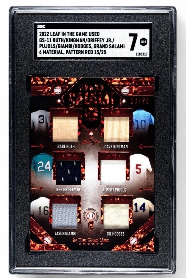 BABE RUTH Griffey Jr Pujols 13/25 Leaf In Game Used GRAND SALAMI 6 #GS11 - SGC7