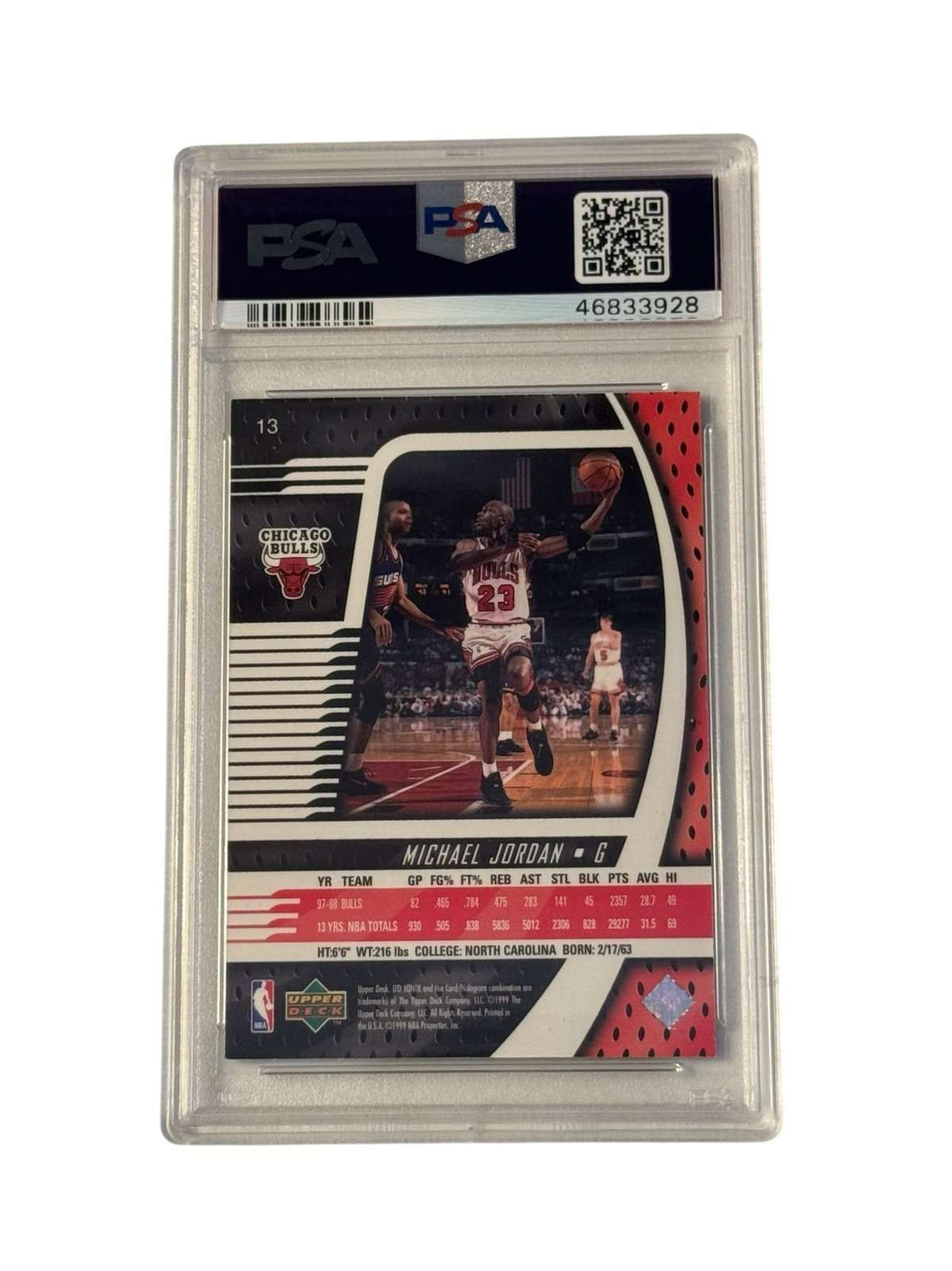 1998 UD Ionix Michael Jordan #13 PSA 8 Chicago Bulls rare collectible basketball card