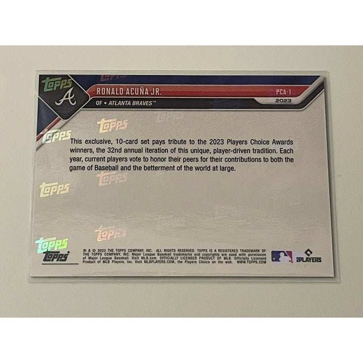 2023 Topps NOW Ronald Acuna JR Player of the Year PCA Card #PCA-1 Atlanta Braves baseball trading card