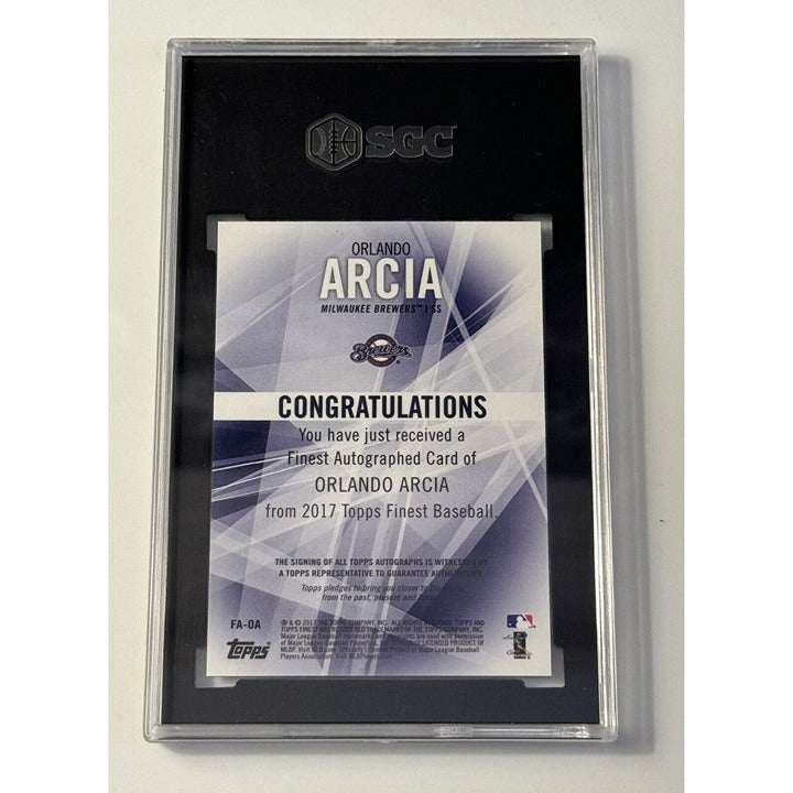 2017 Topps Finest Orlando Arcia RC Refractor Autograph graded 10 card Milwaukee Brewers