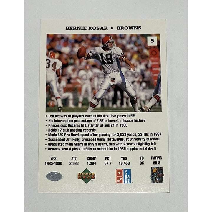 Bernie Kosar 1991 NFL Browns Quarterback Challenge vintage trading card