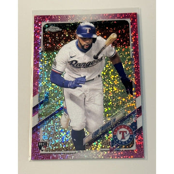 2021 Topps Chrome 174/350 Leody Taveras RC Chrome Sparkle Parallel - MLB Rangers