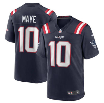Drake Maye New England Patriots navy Nike NFL jersey number 10 large, Fanatics Authentic, rookie quarterback collectible