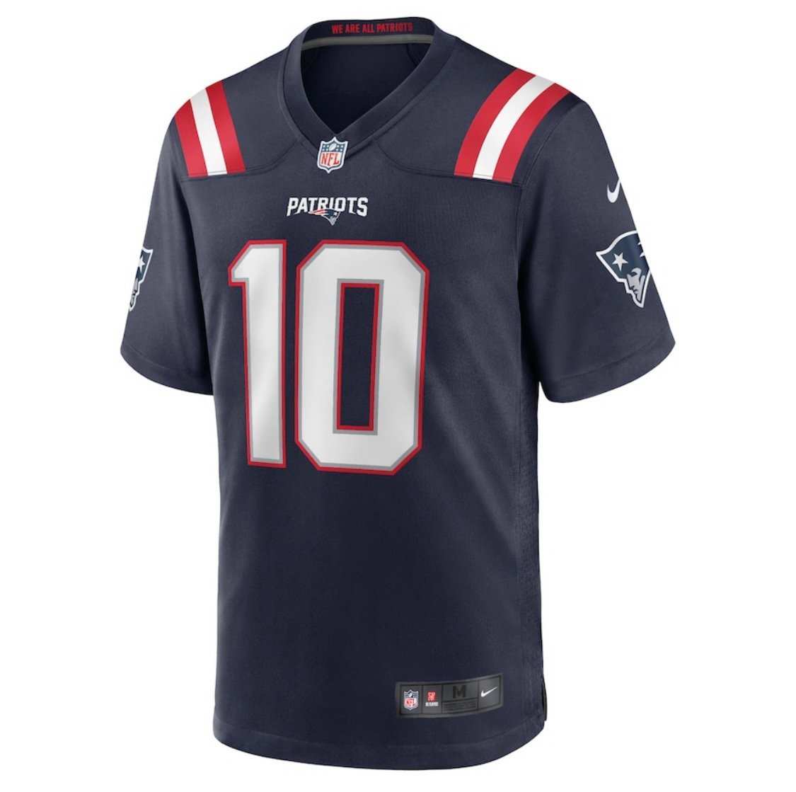 Drake Maye New England Patriots Nike NFL jersey large number 10 navy blue