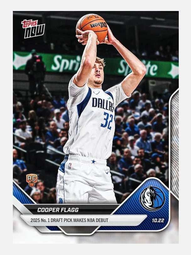 Limited Edition 2025 Topps Now Cooper Flagg NBA rookie card MAVS