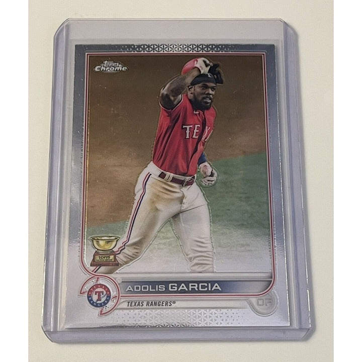 2022 Topps Chrome Adolis Garcia Baseball Card - MLB Texas Rangers Card 25 Champs