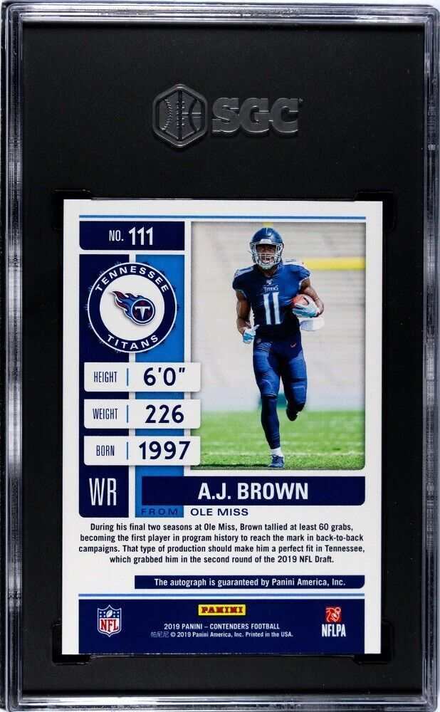 2019 Panini Contenders A.J. Brown Rookie Ticket Auto NFL card graded SGC 10