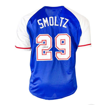 John Smoltz signed Atlanta Braves royal blue jersey with number 29 and JSA certification