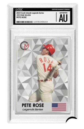 Pete Rose 2023 Cook Islands Legends Series 3g Silver Proof CGC AU collectible card with .999 fine silver