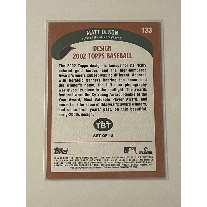 2002 Topps Baseball Matt Olson Atlanta Braves 2023 Throwback Thursday trading card