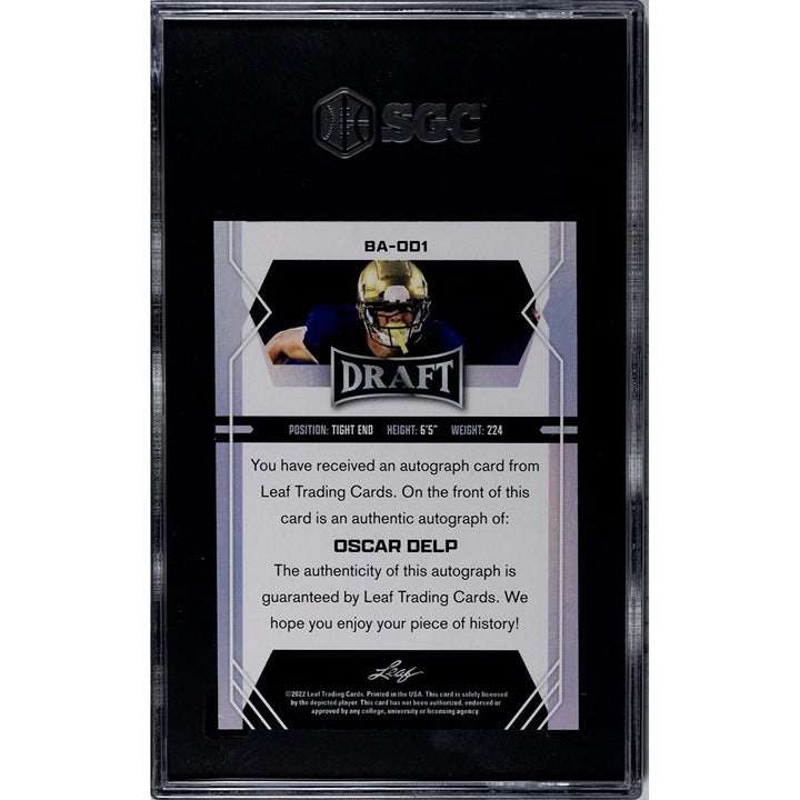 2022 Oscar Delp RC Auto signed football card graded SGC 9 in protective case