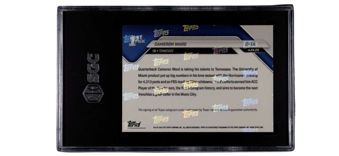 2025 Topps Now Draft Cameron Ward RC Orange Foil Auto Titans SGC 10 Gem Mint