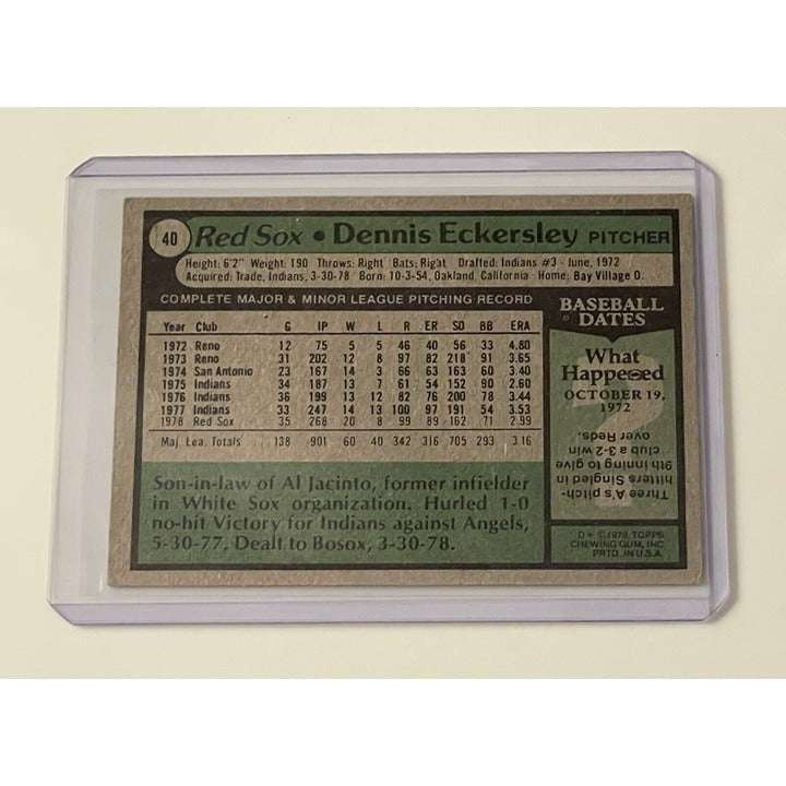 1979 Topps Baseball Card Dennis Eckersley Boston Red Sox vintage MLB card #40