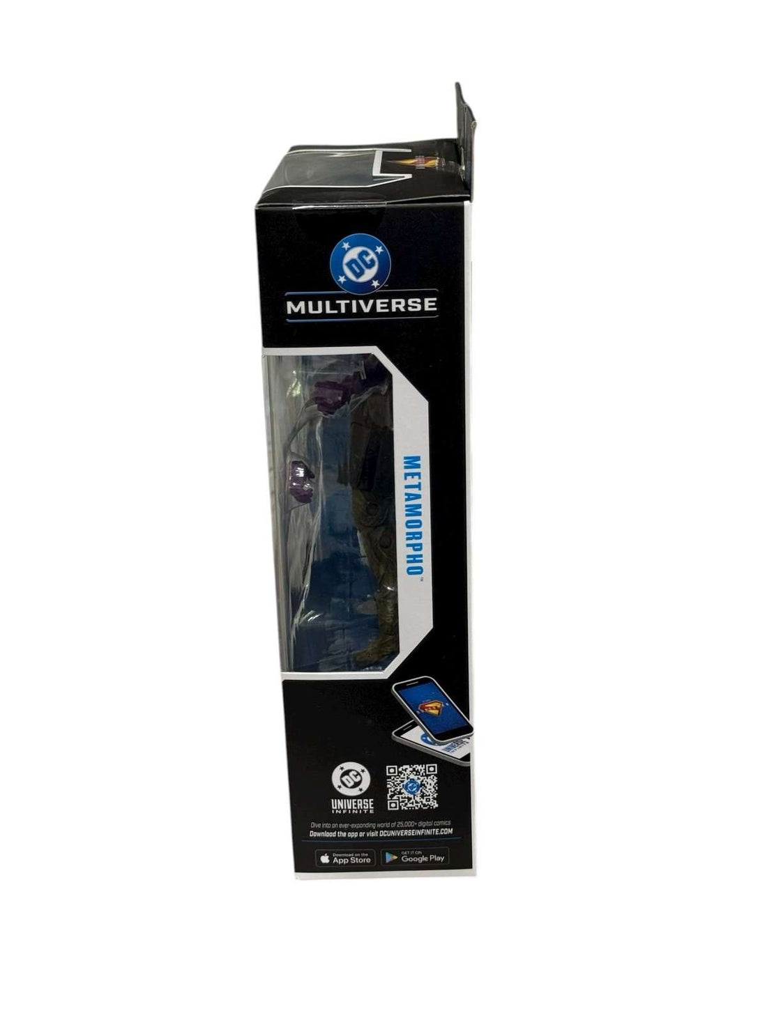 McFarlane DC Multiverse Metamorpho 7-inch action figure sealed in packaging with 22 articulation points and alternate hands