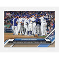 2024 LA Dodgers Team NLCS Champions Topps Now Baseball Card with players celebrating on field