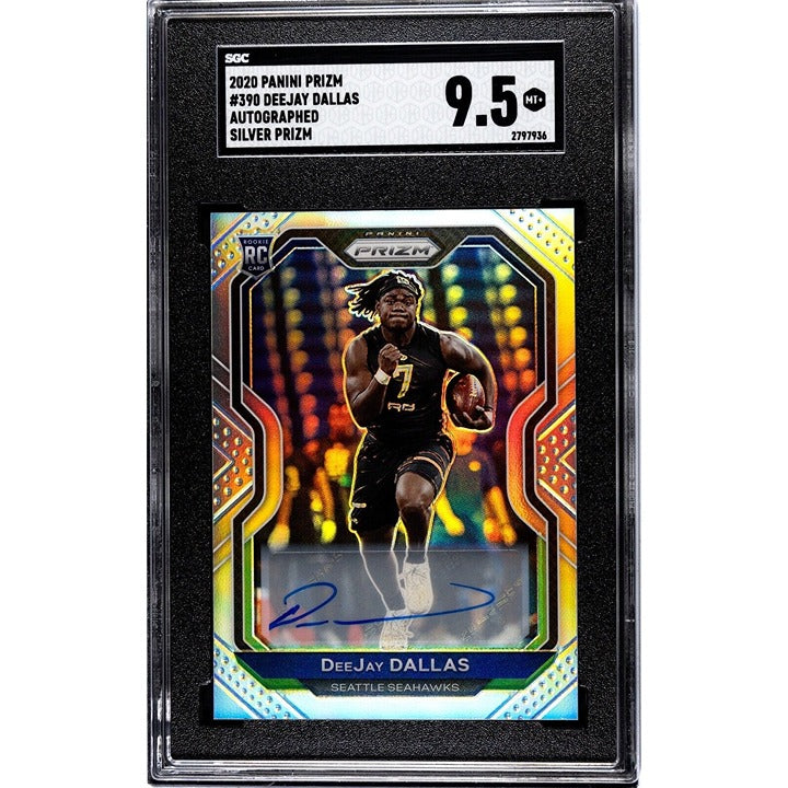 Dee Jay Dallas RC Auto 2020 Prizm Football Rookie Prizm 390 NFL Seahawks SGC 9.5