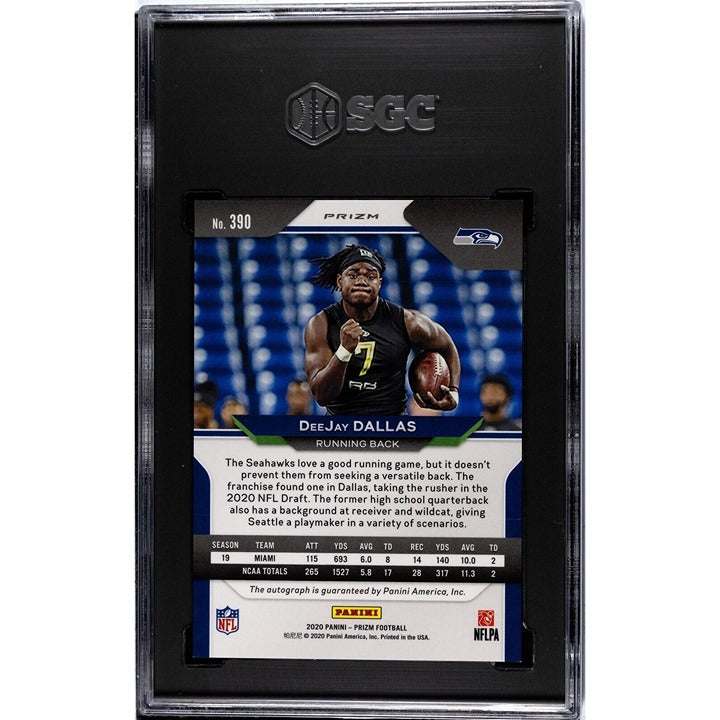 2020 Dee Jay Dallas RC autographed Seattle Seahawks Prizm football card graded 9.5 by SGC