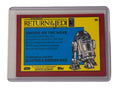 Topps NOW Star Wars ROTJ Red Ice card featuring Droids On The Move with R2-D2 in protective sleeve