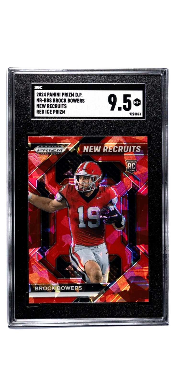 Brock Bowers RC* 2024 PANINI PRIZM D.P. NR RED ICE PRIZM UGA/NFL Raiders SGC 9.5
