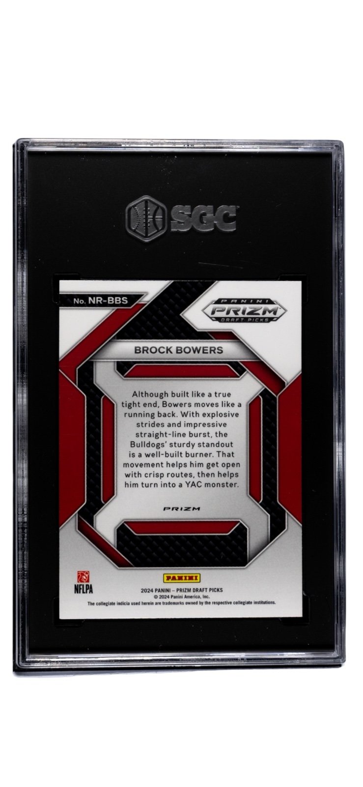 Brock Bowers RC* 2024 PANINI PRIZM D.P. NR RED ICE PRIZM UGA/NFL Raiders SGC 9.5