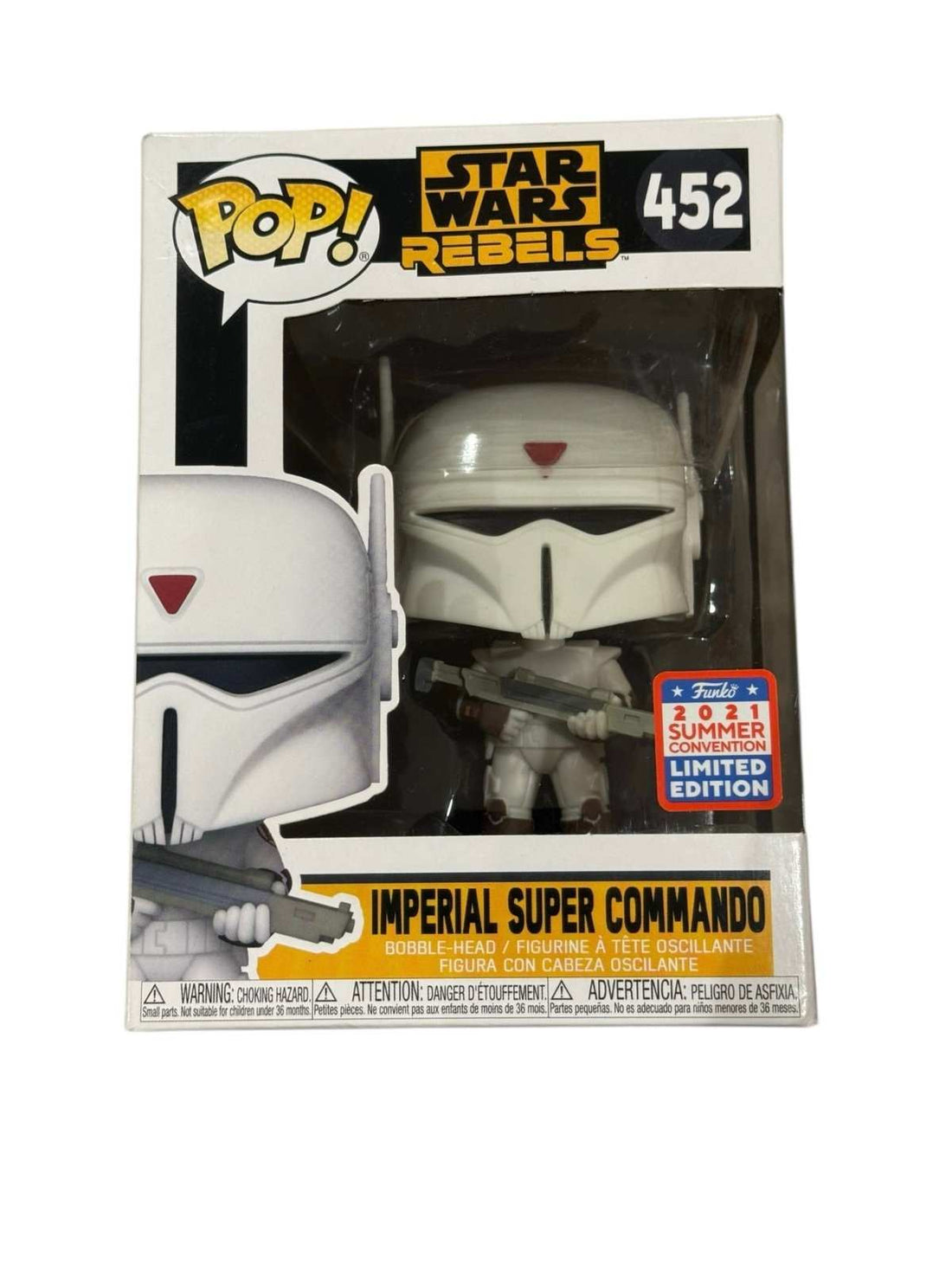 Funko Pop Star Wars Imperial Super Commando #452 Limited Edition vinyl figure in Mandalorian armor sealed in box