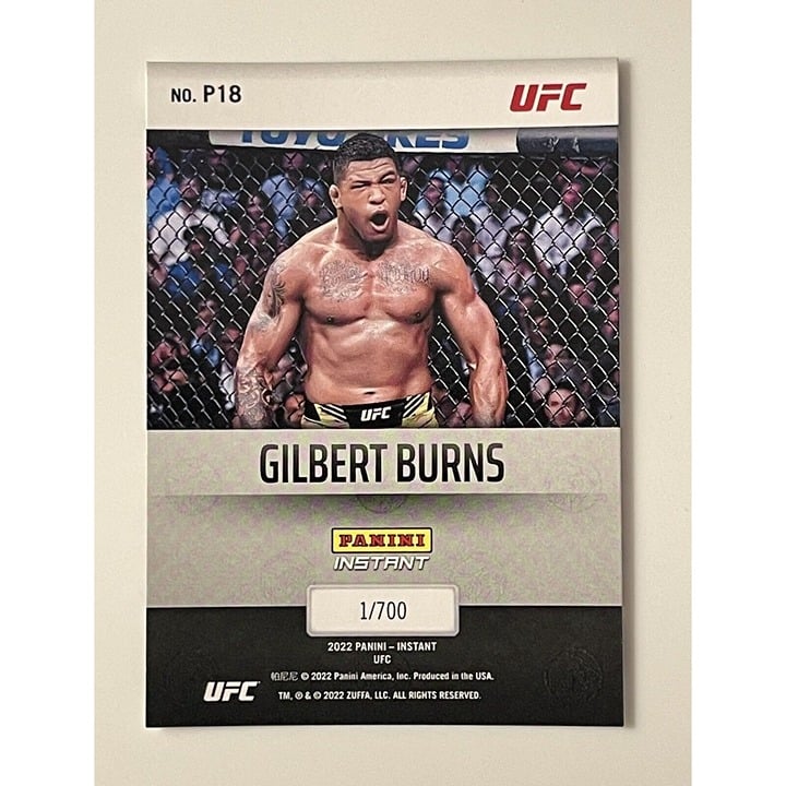 GILBERT BURNS 2022 Panini Instant UFC Paramount Card #P18 limited edition 1 of 700 MMA trading card