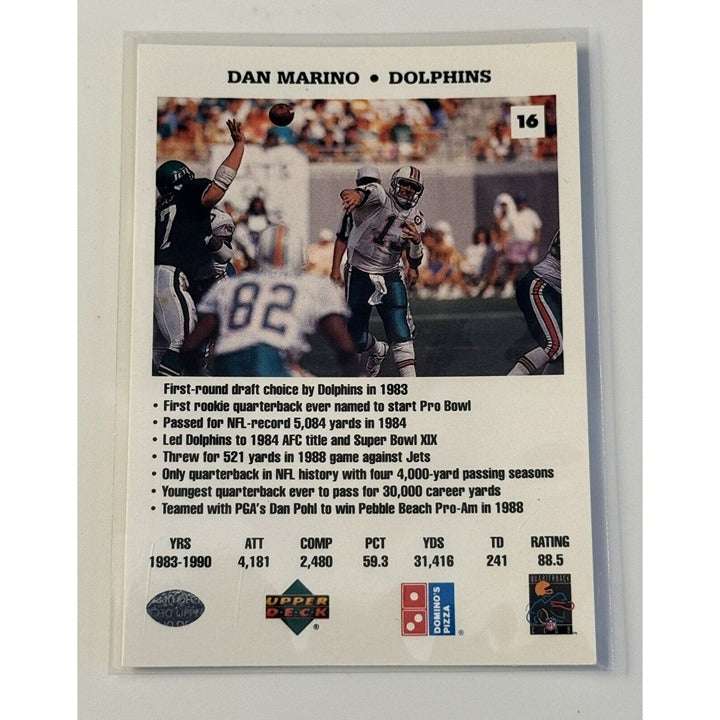 1991 Domino's Quarterbacks Dan Marino Miami Dolphins NFL trading card