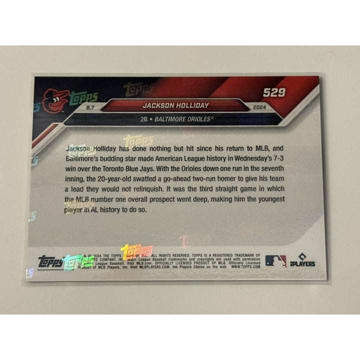 Jackson Holliday RC 2024 MLB Topps Now Baltimore Orioles rookie baseball card