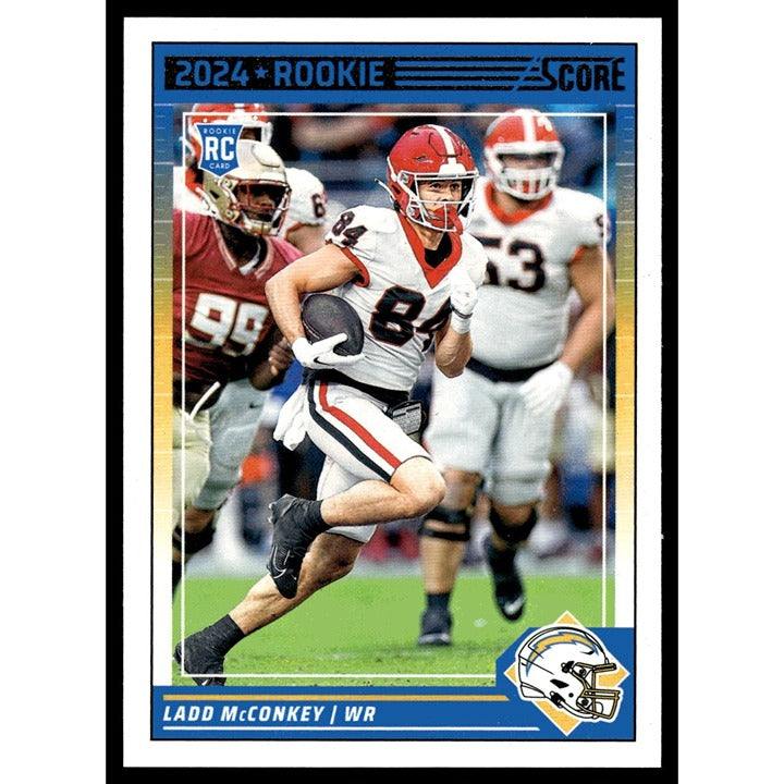 Ladd McConkey RC 2024 Score Football card #328 UGA/Chargers rookie in mint condition