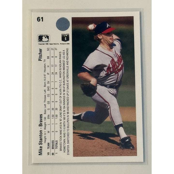 1990 Upper Deck Mike Stanton Atlanta Braves pitcher baseball card near mint condition