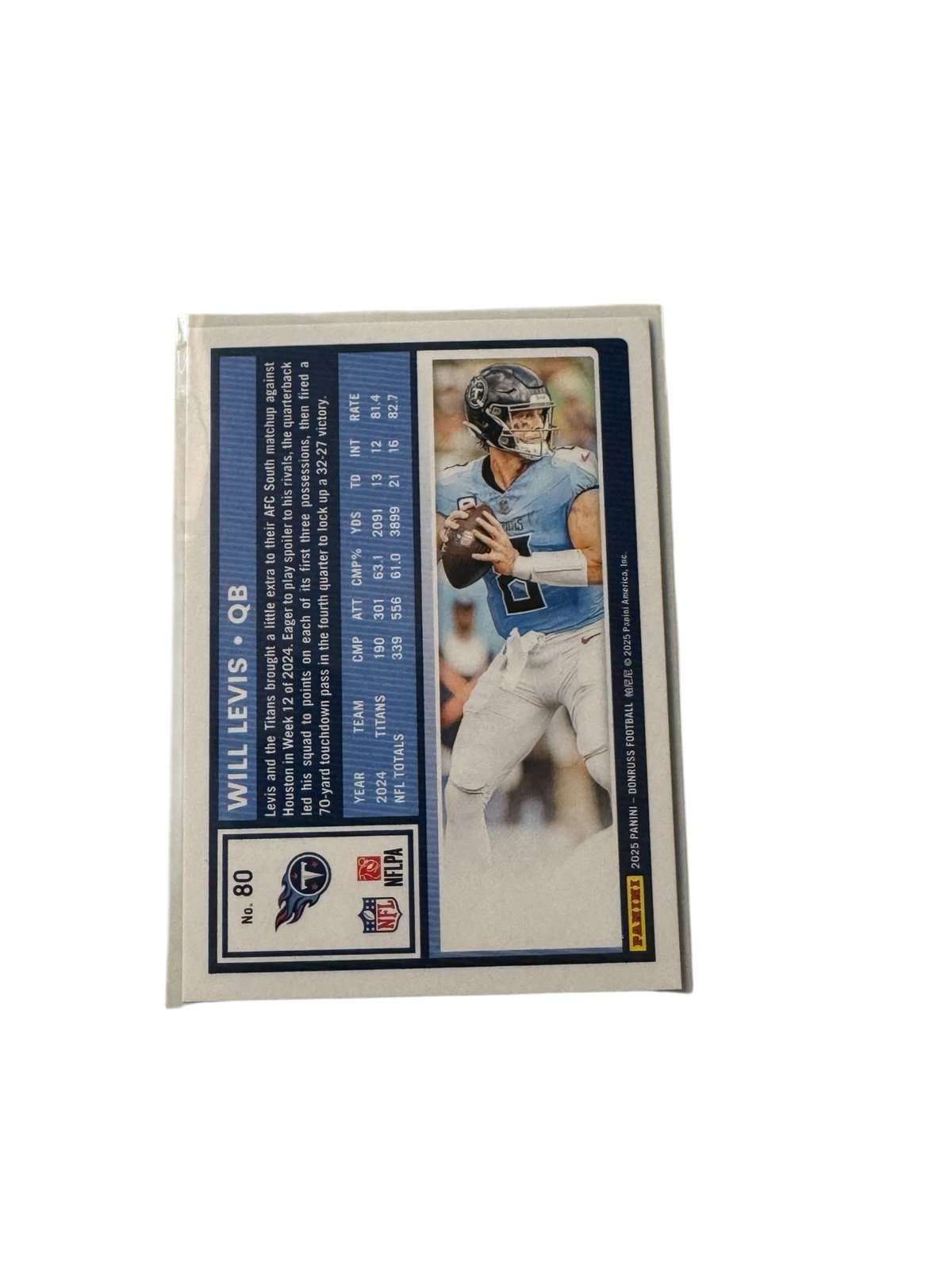 Will Levis 2025 Donruss Press Proof #80 Tennessee Titans QB football card pack fresh