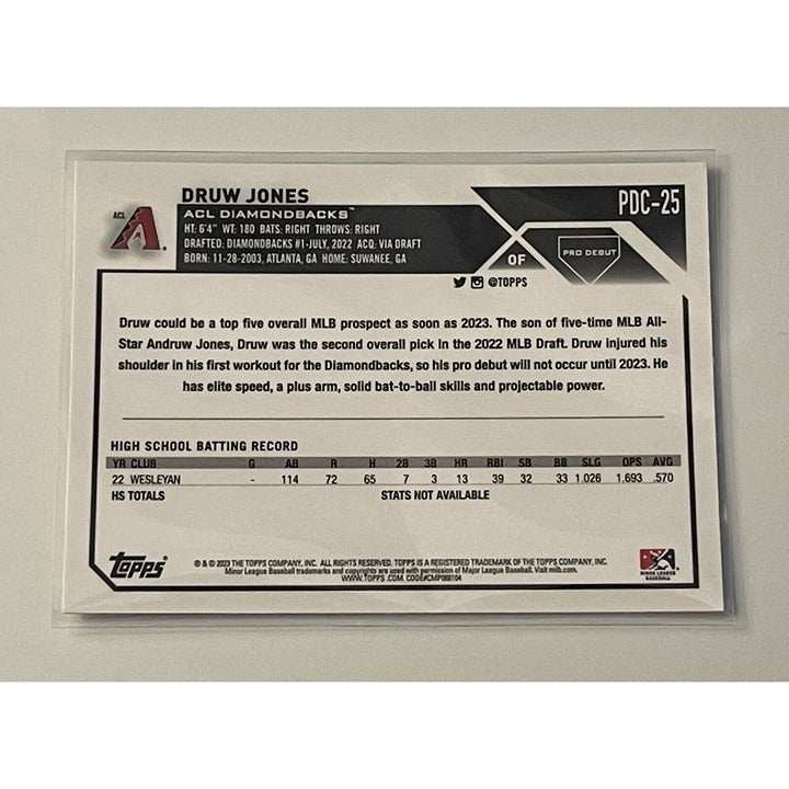 2023 Topps Pro Debut Chrome Druw Jones rookie card Arizona Diamondbacks MLB