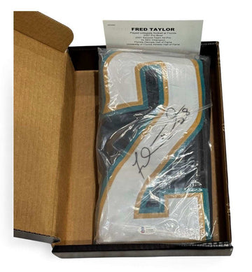 Fred Taylor autographed Jacksonville Jaguars #28 jersey in original TriStar box with COA